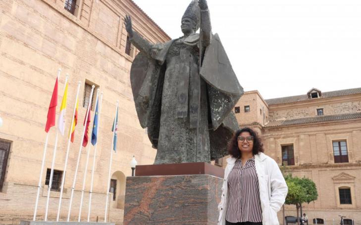 Mithilia Mathyvarnan durante su periodo de prácticas Eurodisea en el campus de Los Jerónimos. 