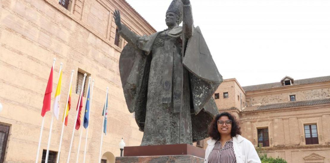Mithilia Mathyvarnan durante su periodo de prácticas Eurodisea en el campus de Los Jerónimos. 
