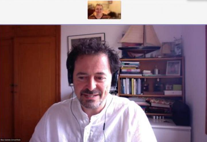 El investigador Blas Subiela durante la reunión previa al próximo evento del día 3 de junio